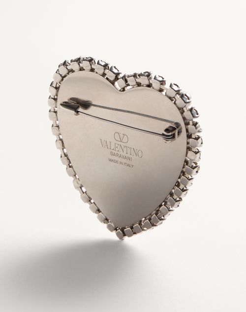 Valentino Garavani - Coeur Hyperbole Brooch In Metal, Resin And Swarovski® Crystals - Palladium/pink - Woman - Fashion Jewelry