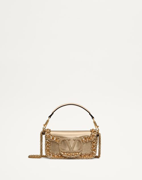 Valentino Garavani - Valentino Garavani Locò Small Embroidered Shoulder Bag - Crystal/gold - Woman - Mini Bags