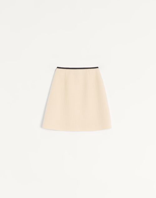 Valentino - Plain Wool Tweed Skirt - Almond/black - Woman - Skirts