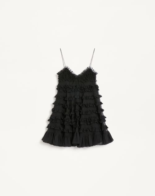 Valentino - シフォン ショートドレス - ブラック - ウィメンズ - ドレス