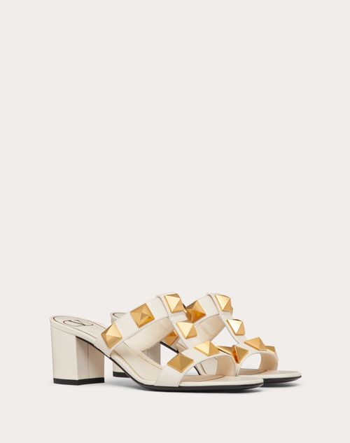 Valentino Garavani - Roman Stud Calfskin Slide Sandal 60 Mm - Light Ivory - Woman - Sandals