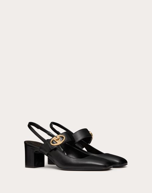 Valentino Garavani - Vlogo Locker Mary-jane Slingback Pumps In Calfskin 60mm - Black - Woman - Pumps