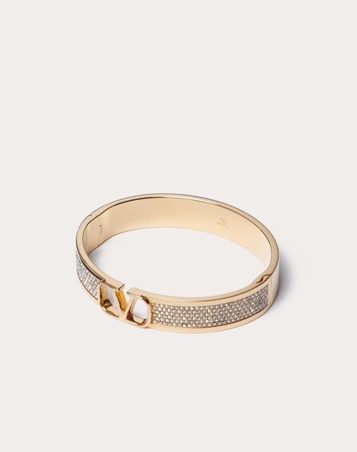 Valentino Garavani - Vlogo Signature Metal And Swarovski® Crystal Bangle - Gold - Woman - Jewelry