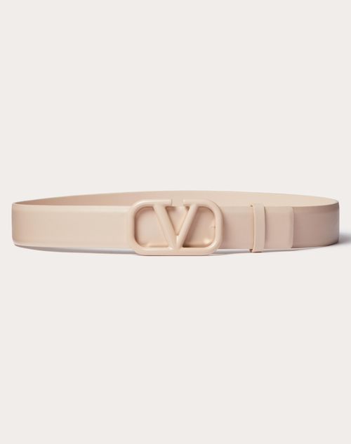 Valentino Garavani - Ceinture Vlogo Signature En Cuir De Veau Brillant. Hauteur : 30 mm - Powder Rose - Femme - Belts - Accessories