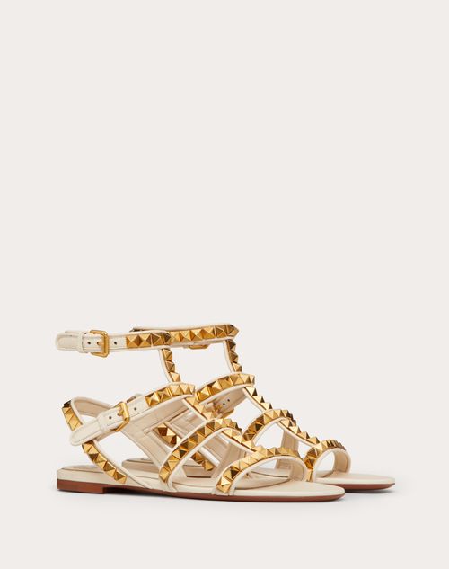 Valentino Garavani - Rockstud No Limit Nappa Flat Sandal - Light Ivory - Woman - Rockstud Sandals - Shoes