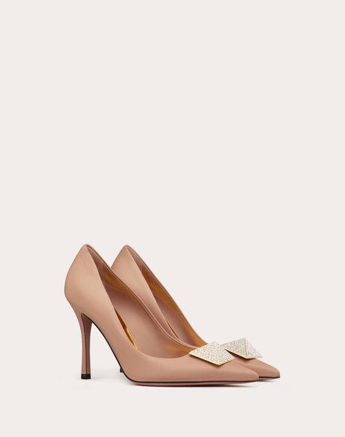 Valentino Garavani - Valentino Garavani One Stud Pump With Crystals 100mm - Rose Cannelle - Woman - Woman Shoes Private Promotions
