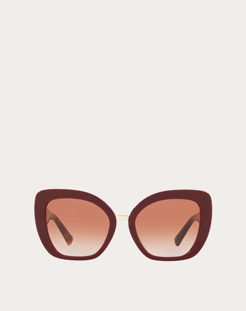 Valentino - Oversized Cat-eye Acetate Sunglasses - Maroon - Woman - Eyewear