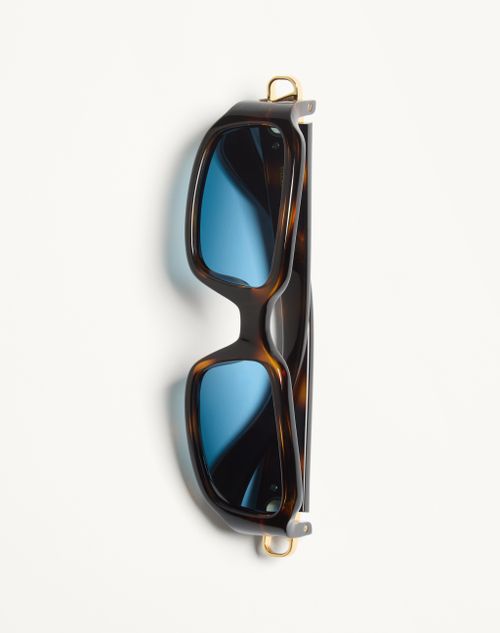 Valentino - Rectangular Acetate Eyewear - Havana/blue - Unisex - Eyewear
