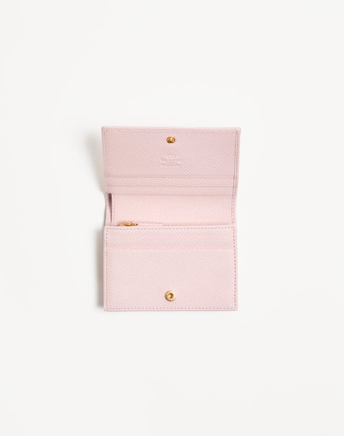Valentino Garavani - Cherryfic Wallet In Grainy Calfskin - Rose Quartz - Woman - Wallets & Cardcases - Accessories
