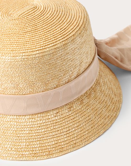 Valentino Garavani - Straw Bucket Hat With Toile Iconographe Twilly - Natural - Woman - Hats And Gloves