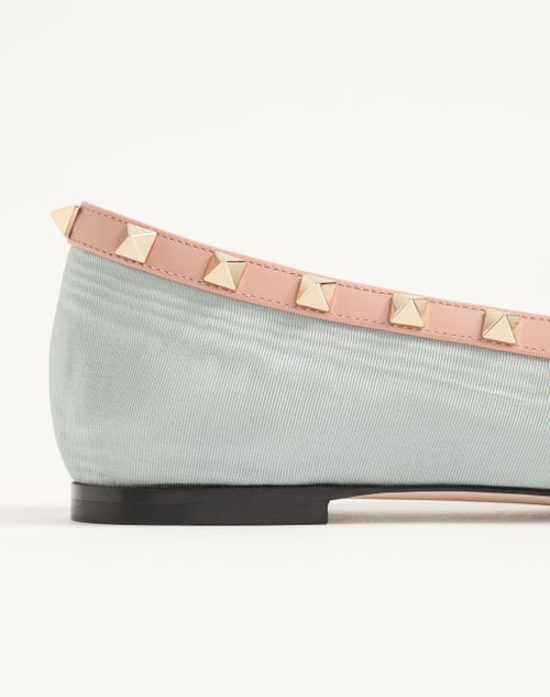 Valentino Garavani - Rockstud Mary-jane Ballerina In Moiré Fabric 05mm - Azure - Woman - Ballerinas
