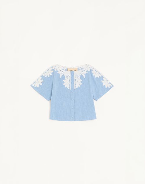 Valentino - Light Blue Embroidered Denim Shirt - Denim - Woman - Denim