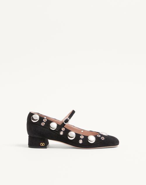 Valentino Garavani - Nellcôte Mary-jane Pumps In Crust Leather 30mm - Black - Woman - Ballerinas