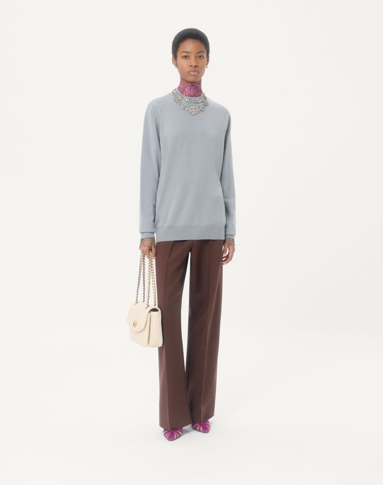 Valentino Embroidered Wool Jumper Woman Grey Xs