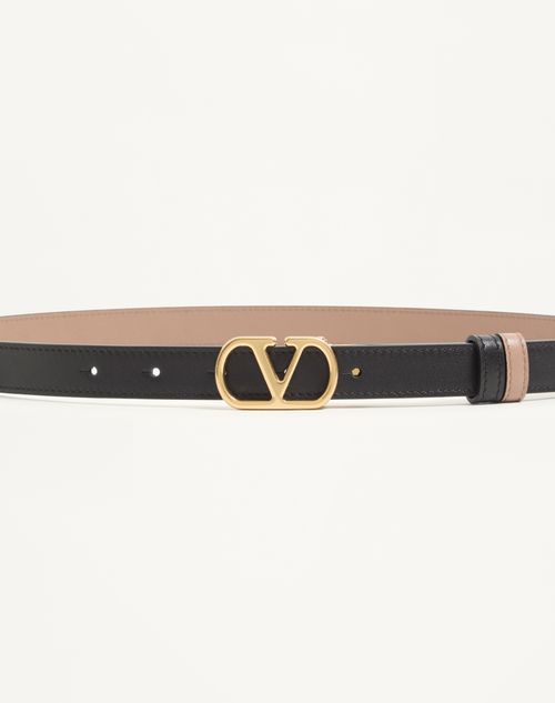 Valentino Garavani - Ceinture Réversible Vlogo Signature En Cuir De Veau Brillant, Hauteur&nbsp;: 20&nbsp;mm - Noir/beige - Femme - Ceintures