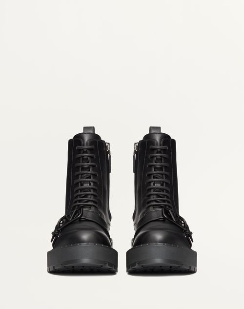 Valentino Garavani Vlogo Signature Calfskin Combat Boot 45mm Woman Black 41.5