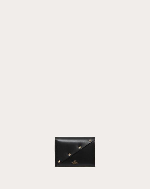 Valentino Garavani - Small Valentino Garavani Rockstud Wispy Calfskin Wallet - Black - Woman - Wallets And Small Leather Goods