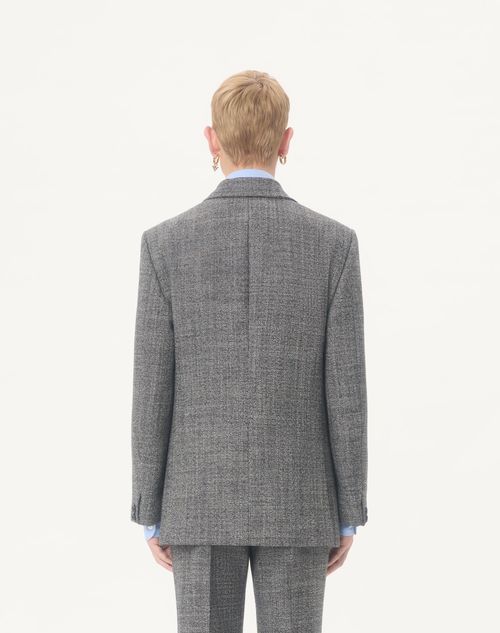 Valentino - Valentino Single-breasted Mouliné Wool Jacket - White/ Black - Man - Coats And Blazers