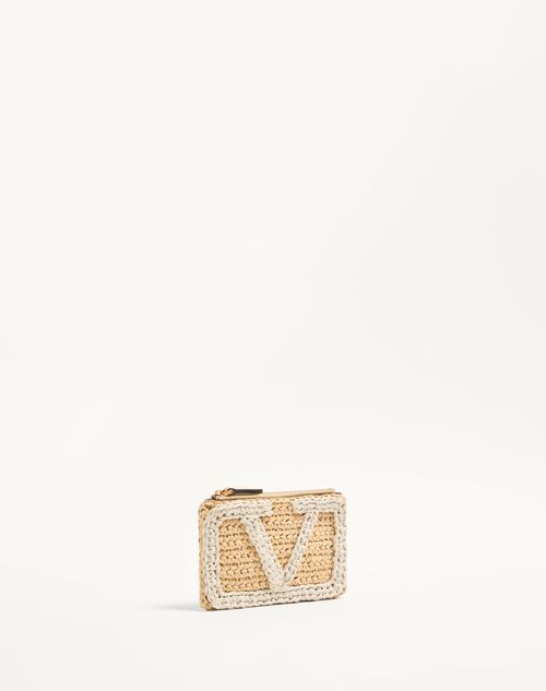 Valentino Garavani - Valentino Garavani Viva Superstar Small Pouch In Synthetic Raffia - Natural/butter - Woman - Clutches