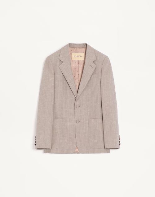Valentino - Valentino Single-breasted Jacket In Boutonné Wool - Light Grey - Man - Coats And Blazers
