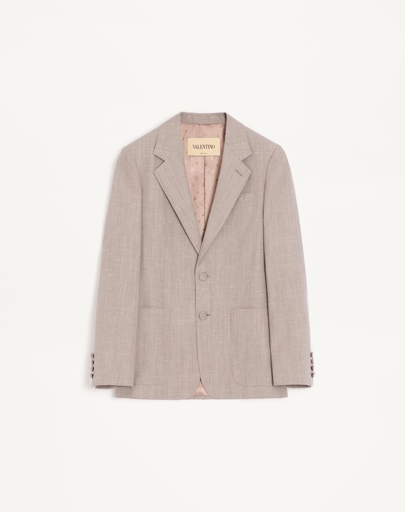 Veste Droite Laine Boutonnée Gris Clair — Valentino