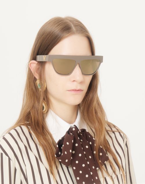 Valentino - Geometric Acetate Eyewear - Brown/bronze - Unisex - Eyewear