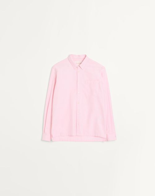 Valentino - Valentino Cotton Shirt With Embroidered Vlogo - Pink - Man - Man Ready To Wear Sale
