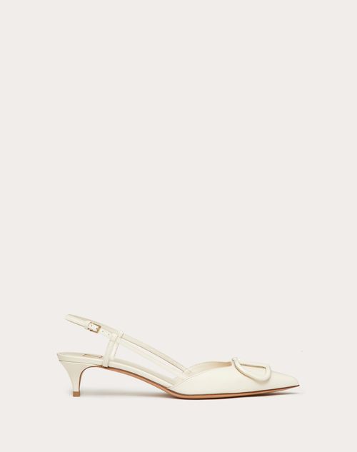 Valentino Garavani - Vlogo Signature Calfskin Slingback Pump 40 Mm / 1.6 In. - Light Ivory - Woman - Woman Shoes Sale