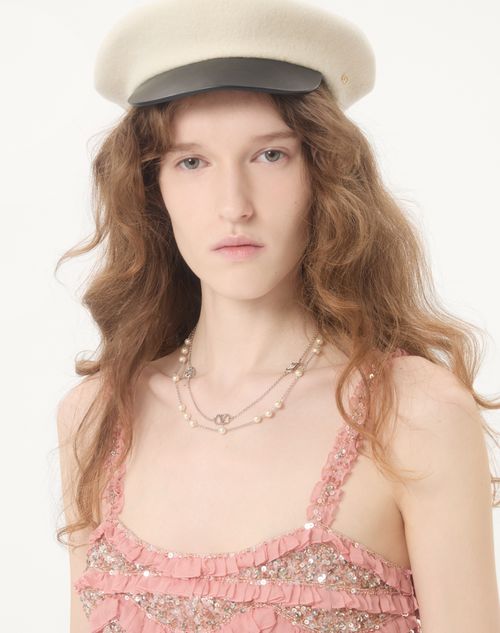 Valentino Garavani - Vlogo Signature Metal Necklace With Swarovski® Pearls - Palladium/cream - Woman - Accessories