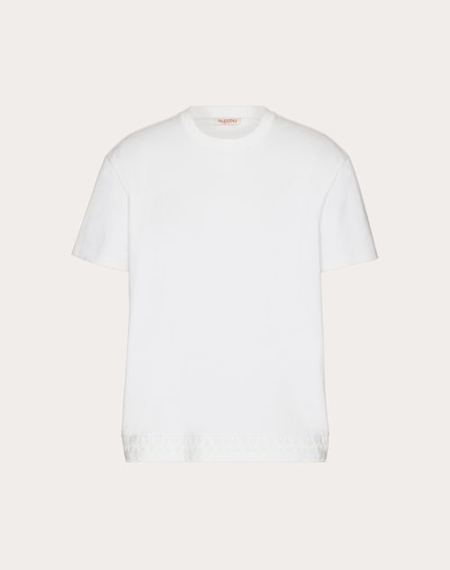 Valentino - Camiseta De Algodón Con Detalle Toile Iconographe - Blanco - Hombre - Shelf - Mrtw - Pre Ss24 Vdetail Light + Beige Toile + Embroideries + Denim