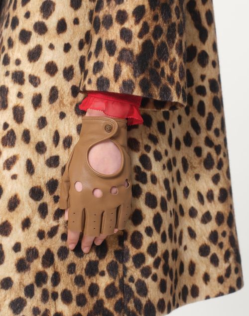 Valentino Garavani - Vlogo Signature Nappa Fingerless Gloves - Beige/brown - Woman - Soft Accessories - Accessories