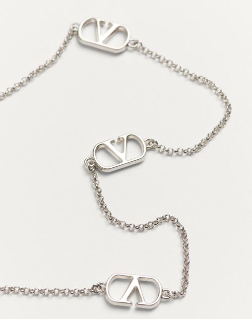 Valentino Garavani - Vlogo Signature Metal Necklace With Swarovski® Pearls - Palladium/cream - Woman - Jewellery