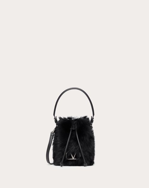 Valentino Garavani - Vlogo Signature Mini Sheepskin Bucket Bag - Black - Woman - Summer Totes - Bags (vlogo Totes/signature)