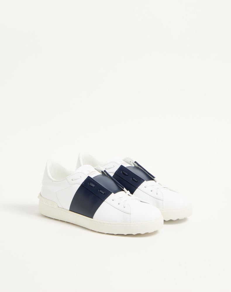 Valentino Garavani Calfskin Open Sneaker Man White/Blue 45.5