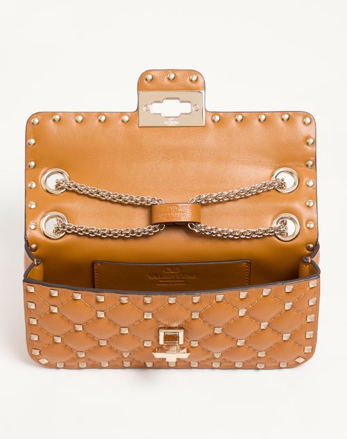 Valentino Garavani - Valentino Garavani Rockstud Spike Small Shoulder Bag In Kidskin - Tan - Woman - Shoulder Bags