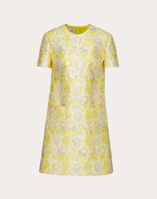 Valentino - Kurzes Kleid Aus Iris Brocade - Gelb/silber - Frau - Kleider