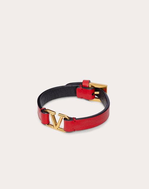 Vlogo Signature Calfskin Bracelet for Woman in Pure Red/black ...