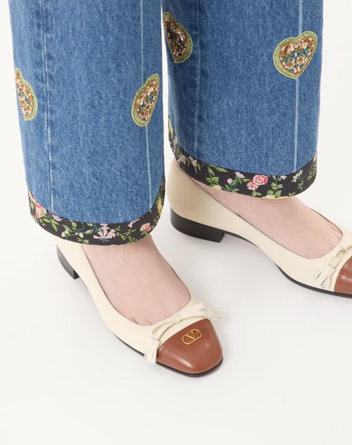 Valentino Garavani - Valet Du Roi Kidskin Ballerina 25mm - Butter/tobacco - Woman - Shoes
