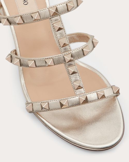 Valentino Garavani Women's Rockstud Metallic Calfskin Ankle Strap Sandal