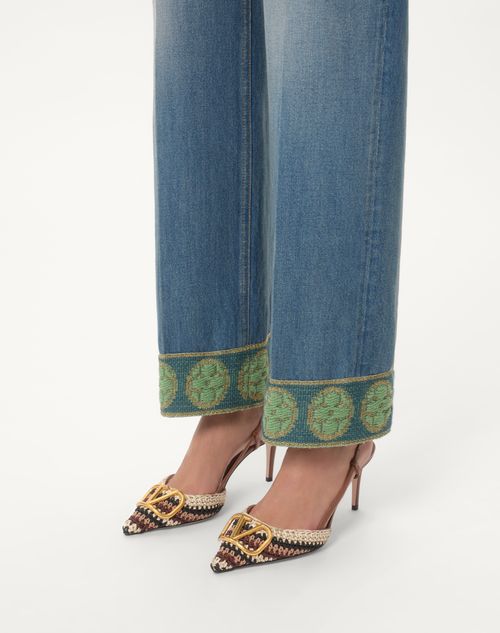 Valentino Garavani - Vlogo Signature Slingback Pump With Crochet Embroidery 80mm - Multicolor - Woman - Pumps