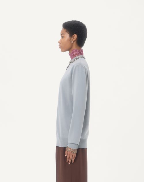 Valentino - Embroidered Wool Jumper - Grey - Woman - Knitwear