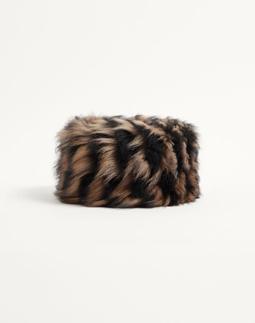 Valentino Garavani - Cappello In Pelliccia Di Agnello - Marrone/nero - Donna - Cappelli E Guanti