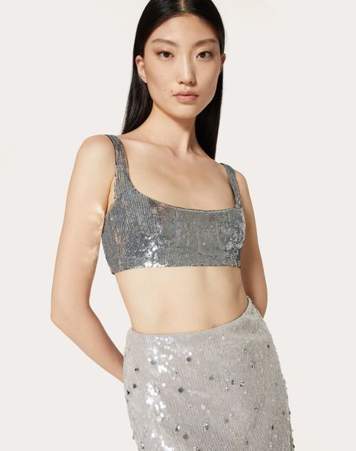 Bralette with sequins - Silver-coloured - Ladies