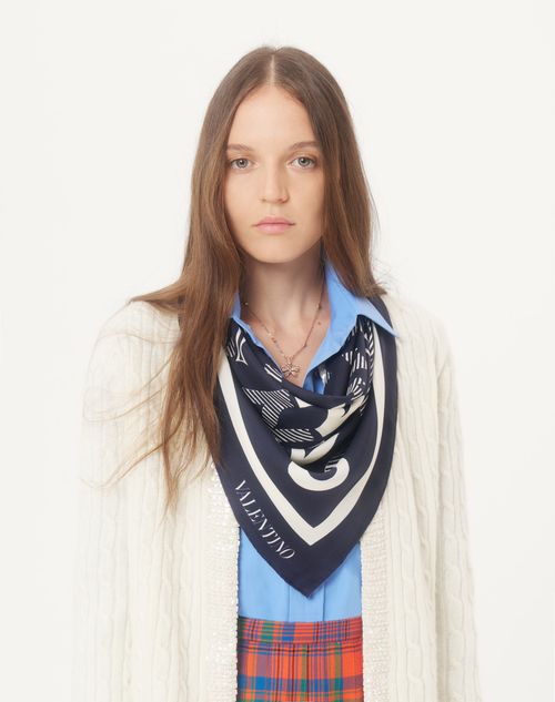 Valentino Garavani - Foulard D'archivio Valentino In Seta Le Fou De L'archive - Nero/avorio - Donna - Accessori Tessili
