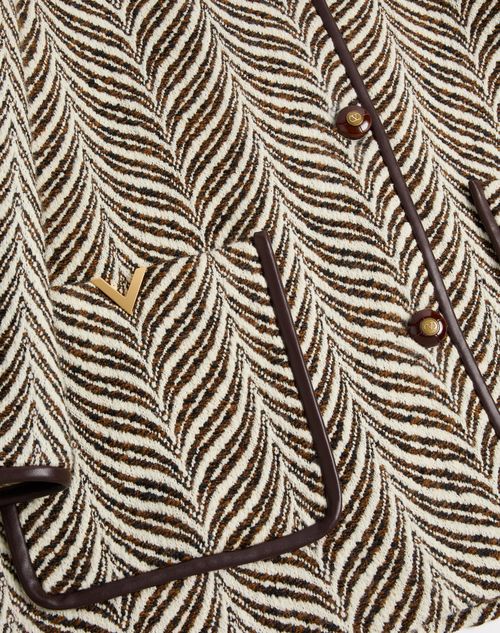 Valentino - Wool Cloth Caban In Fauve Eclat Animal Print - Ivory/brown - Woman - Jackets And Blazers