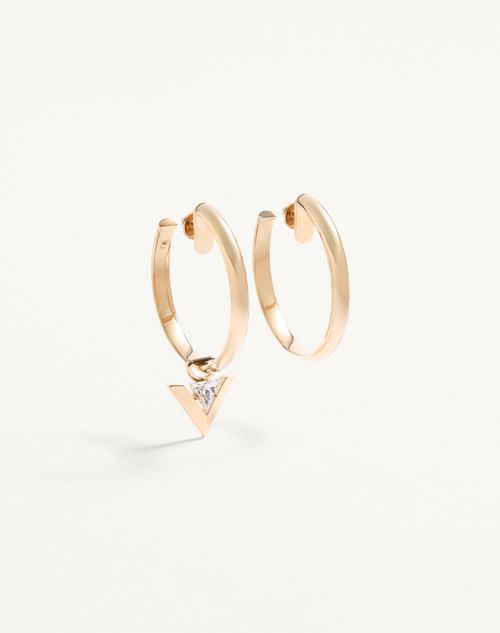 Valentino Garavani - Je Les V Metal And Crystal Hoop Earrings - Gold/crystal - Woman - Jewellery