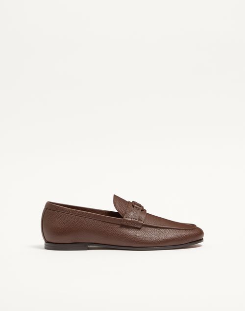 Valentino Garavani - Vlogo Signature Deer Leather Loafer - Brown - Man - Loafers And Driver