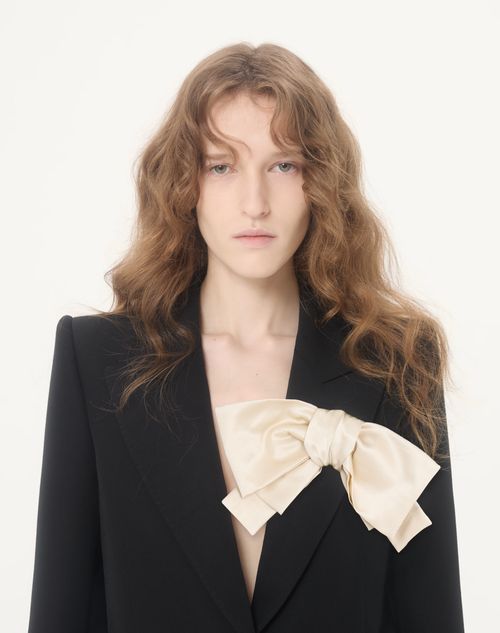 Valentino - Crepe Couture Jacke Mit Schleife - Schwarz/elfenbein - Frau - Jacken Und Mäntel