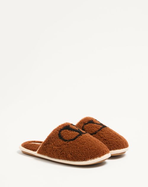Valentino Garavani - Ta Chambre Wool Slide - Tobacco - Man - Shoes