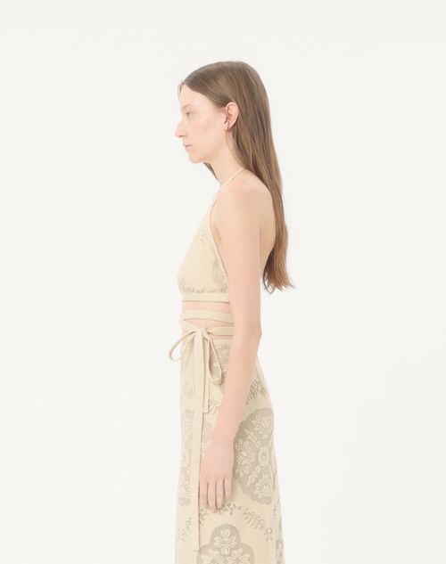 Valentino - Top In Floral Stamp Blanket - Ecru/silver - Donna - Camicie E Top